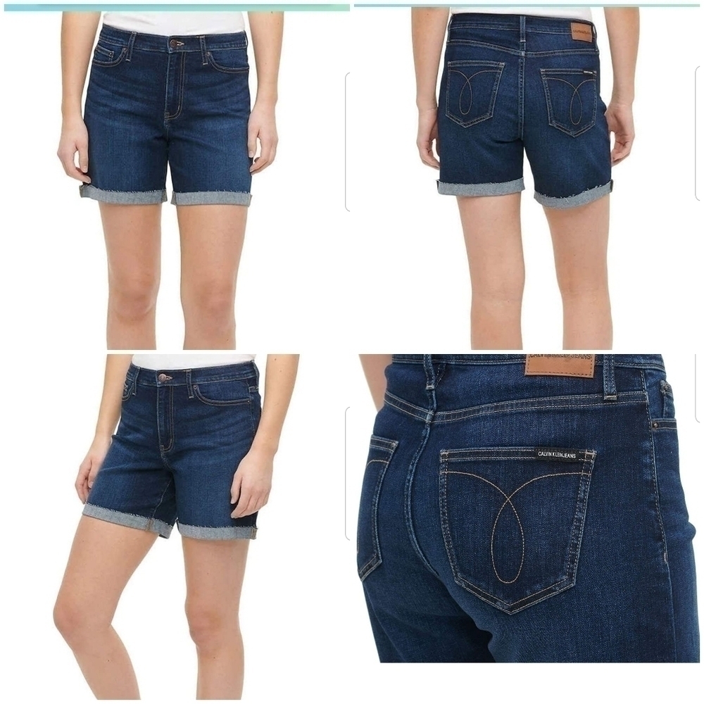 NWT Calvin Klein Jeans Womens Roll Cuff Denim Short, Color Malibu, size 10